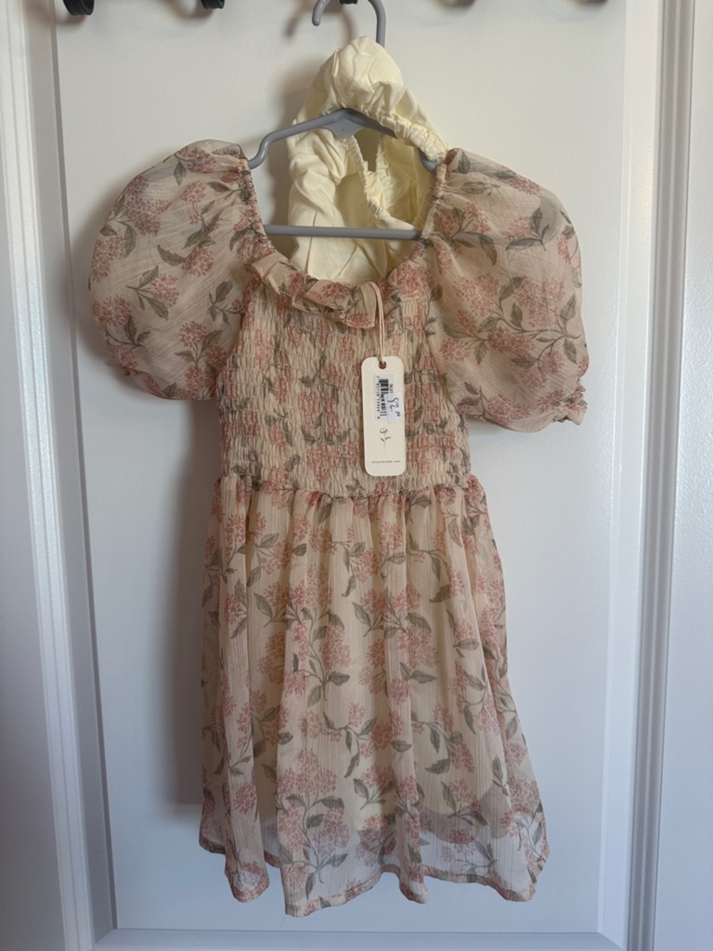 Noralee 2T - Smocked Puff-Sleeve Floral Dress (French Hydrangea)